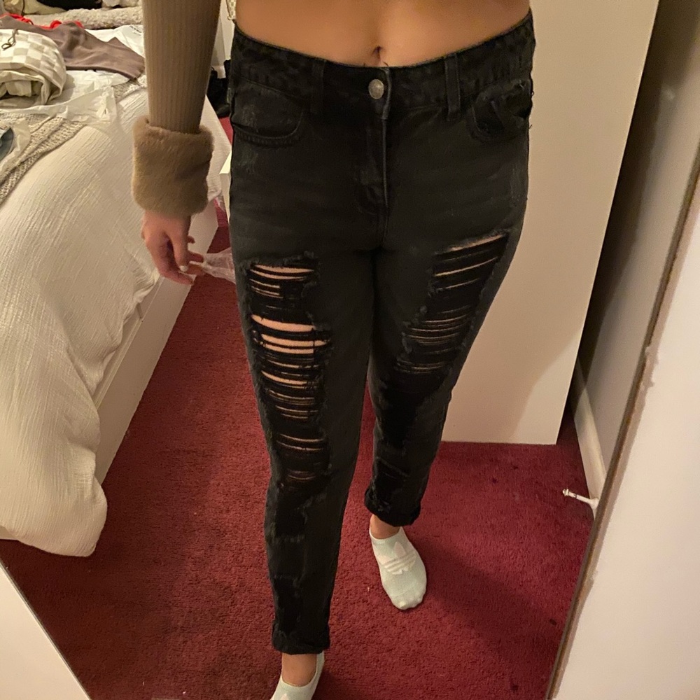 LF black ripped jeans